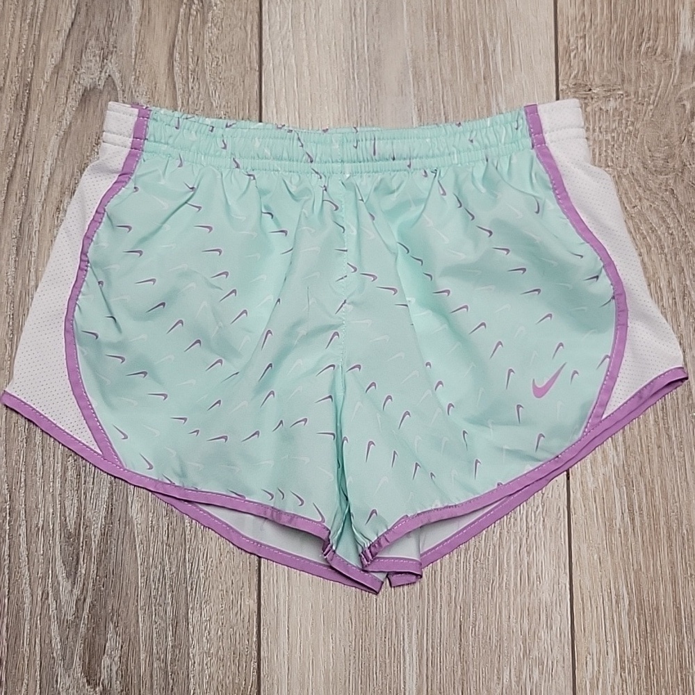 Nike Size Small DriFit Shorts Aqua, Purple, and White for Little Girls